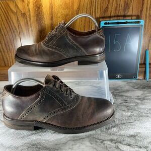Johnston & Murphy Leather Oxford Dress Shoes Wingtip Brown‎ Made in Italy 8.5